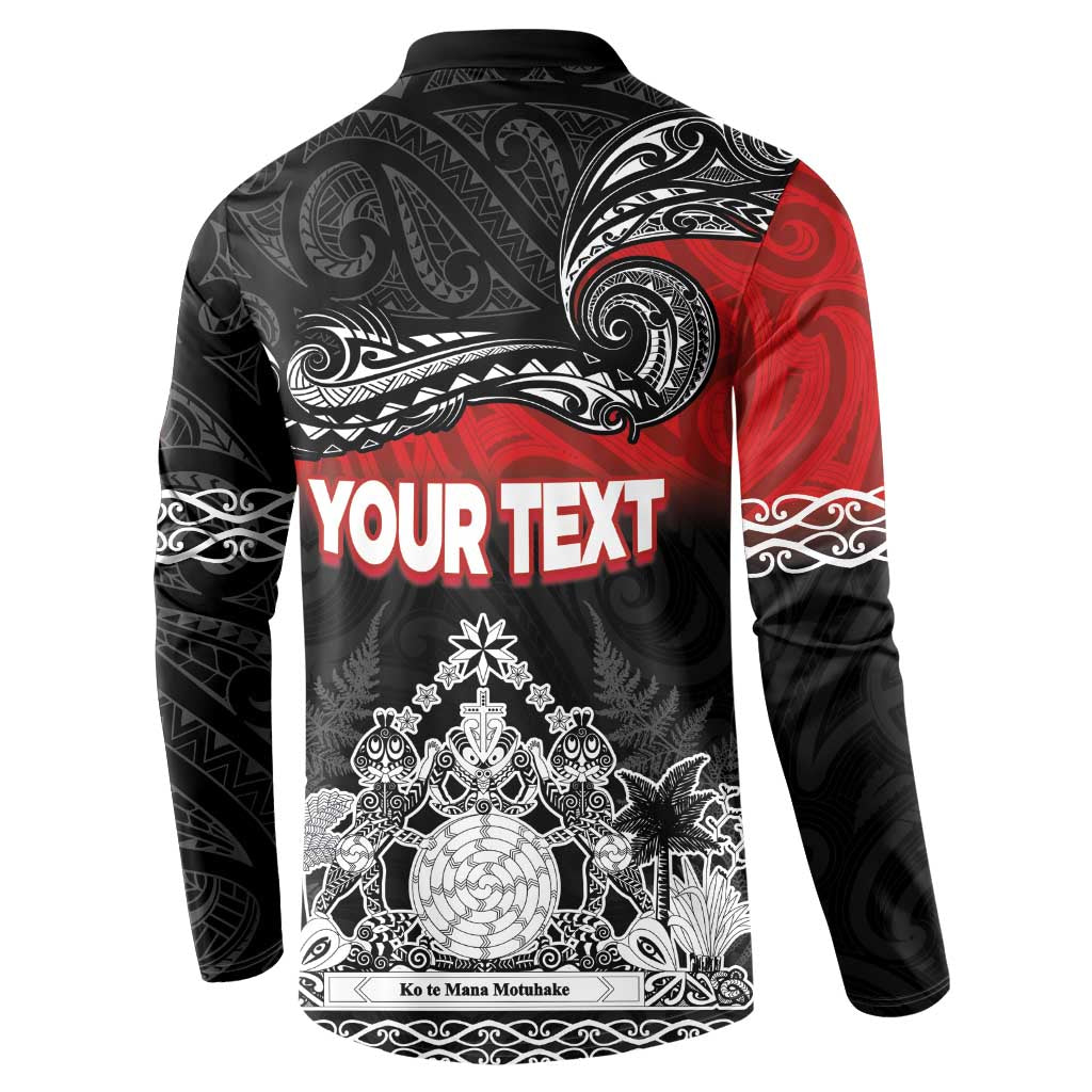 Personalised The Kingitanga - Maori King Movement Button Sweatshirt Te Paki-o-Matariki with Silver Ferns and Polynesian Art Tattoo