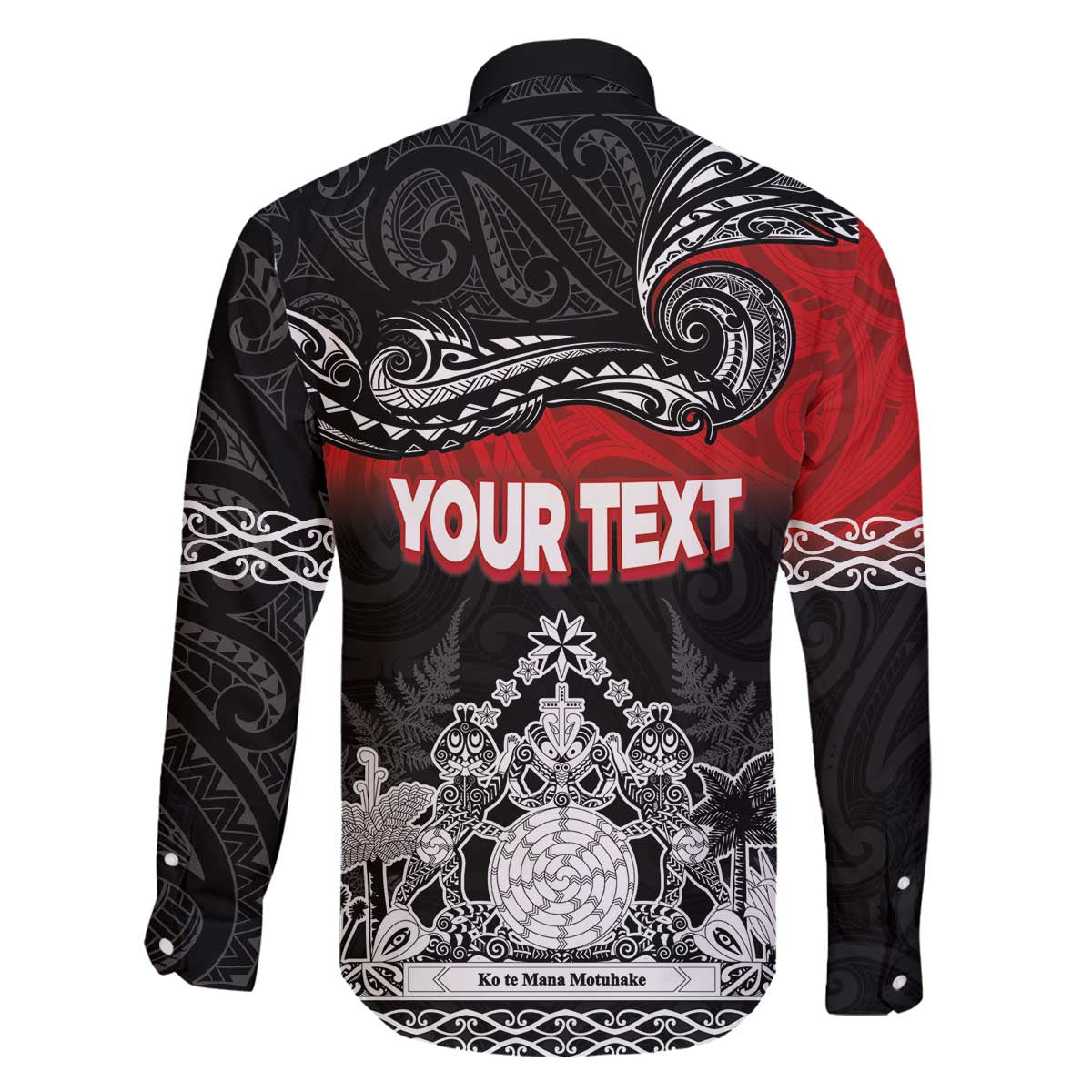 Personalised The Kingitanga - Maori King Movement Family Matching Off The Shoulder Long Sleeve Dress and Hawaiian Shirt Te Paki-o-Matariki with Silver Ferns and Polynesian Art Tattoo