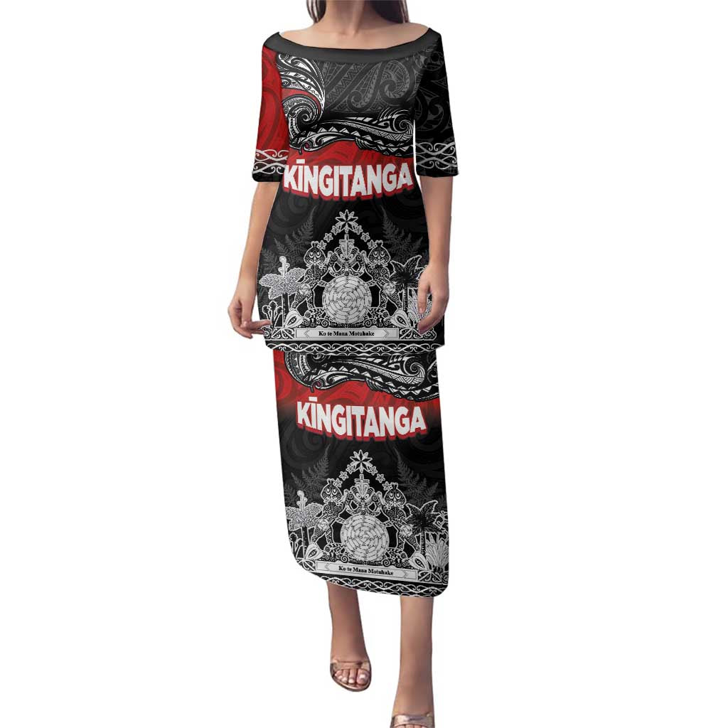 Personalised The Kingitanga - Maori King Movement Family Matching Puletasi and Hawaiian Shirt Te Paki-o-Matariki with Silver Ferns and Polynesian Art Tattoo