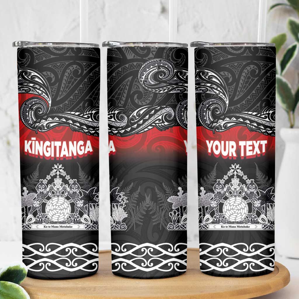 Personalised The Kingitanga - Maori King Movement Skinny Tumbler Te Paki-o-Matariki with Silver Ferns and Polynesian Art Tattoo LT03