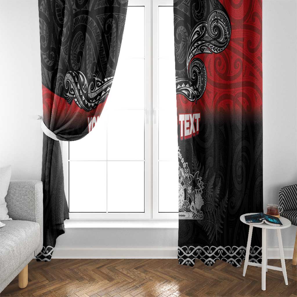 Personalised The Kingitanga - Maori King Movement Window Curtain Te Paki-o-Matariki with Silver Ferns and Polynesian Art Tattoo