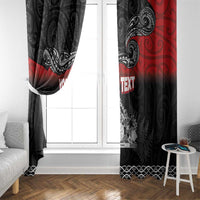 Personalised The Kingitanga - Maori King Movement Window Curtain Te Paki-o-Matariki with Silver Ferns and Polynesian Art Tattoo