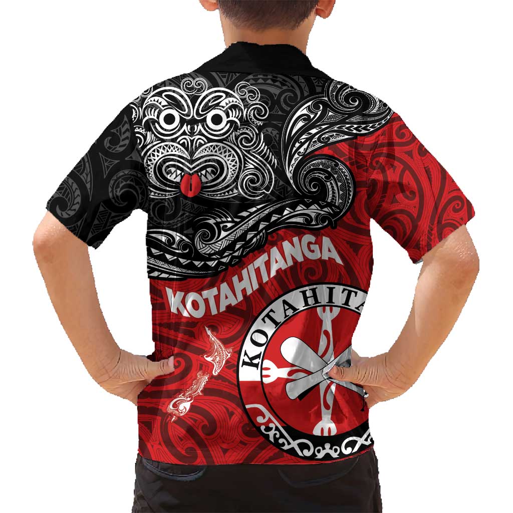 Maori Kotahitanga Family Matching Tank Maxi Dress and Hawaiian Shirt Aotearoa Spirit with Maori Mask and Polynesian Art Tattoo LT03 - Polynesian Pride