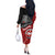 Maori Kotahitanga Off The Shoulder Long Sleeve Dress Aotearoa Spirit with Maori Mask and Polynesian Art Tattoo