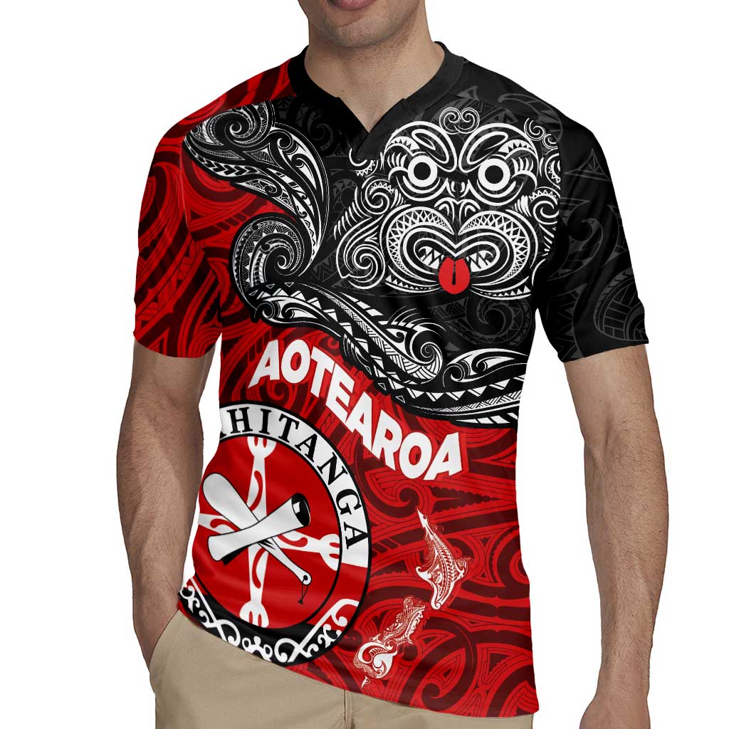 Maori Kotahitanga Rugby Jersey Aotearoa Spirit with Maori Mask and Polynesian Art Tattoo