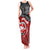 Maori Kotahitanga Tank Maxi Dress Aotearoa Spirit with Maori Mask and Polynesian Art Tattoo