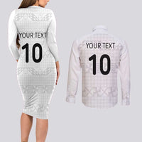 Custom Tonga Ngatu Art Rugby Mate Ma'a Couples Matching Long Sleeve Bodycon Dress and Long Sleeve Button Shirt - Polynesian Pride