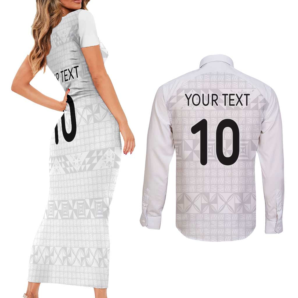 Custom Tonga Ngatu Art Rugby Mate Ma'a Couples Matching Short Sleeve Bodycon Dress and Long Sleeve Button Shirt - Polynesian Pride