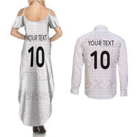 Custom Tonga Ngatu Art Rugby Mate Ma'a Couples Matching Summer Maxi Dress and Long Sleeve Button Shirt - Polynesian Pride