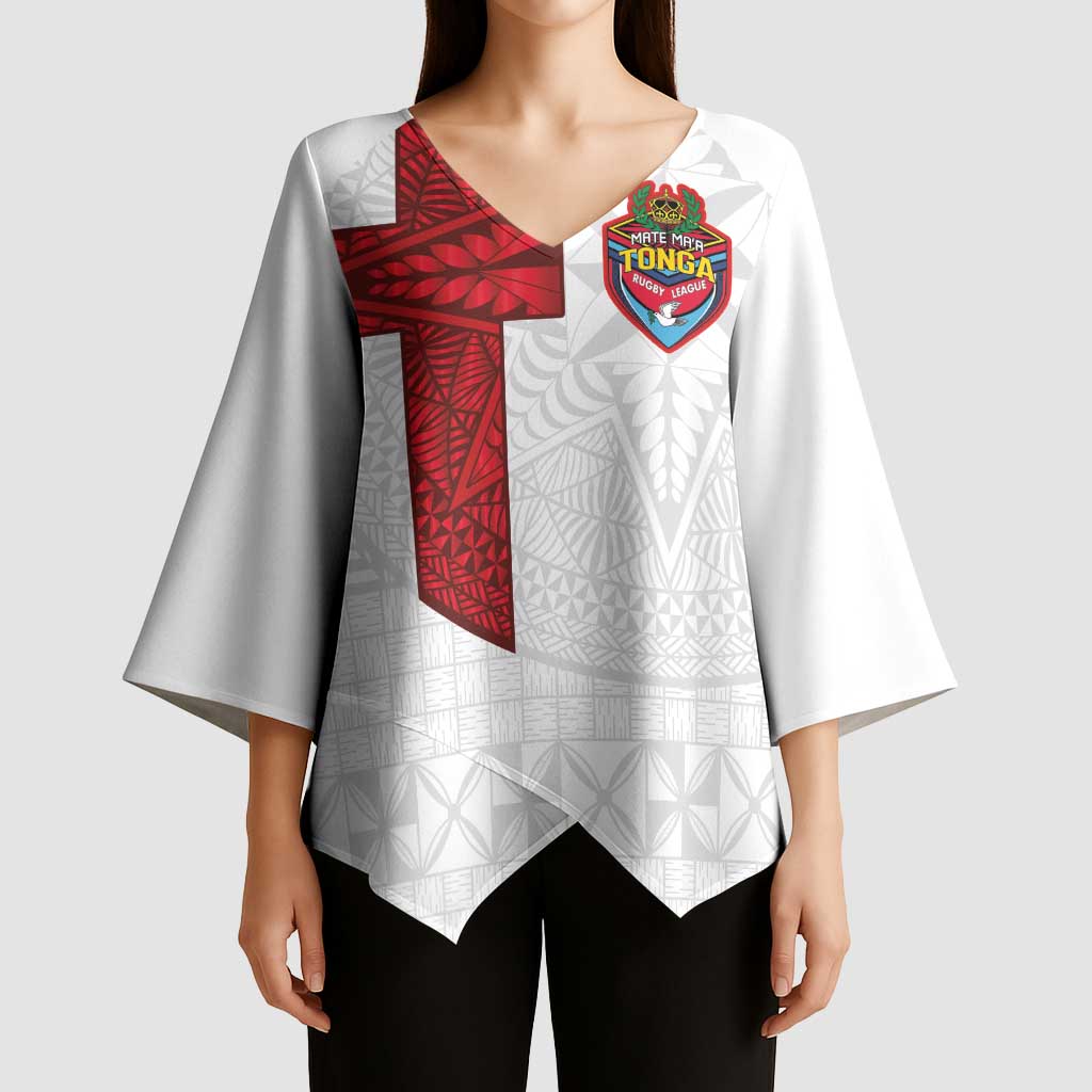 Custom Tonga Ngatu Art Rugby Mate Ma'a Kimono Sleeve Blouse - Polynesian Pride