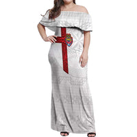 Custom Tonga Ngatu Art Rugby Mate Ma'a Off Shoulder Maxi Dress - Polynesian Pride