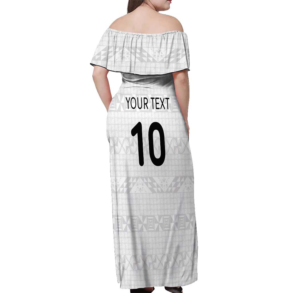 Custom Tonga Ngatu Art Rugby Mate Ma'a Off Shoulder Maxi Dress - Polynesian Pride