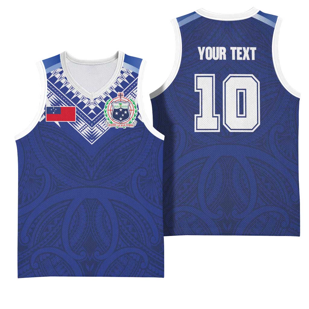 Custom Samoa Rugby Basketball Jersey Pacific Motifs - Polynesian Pride