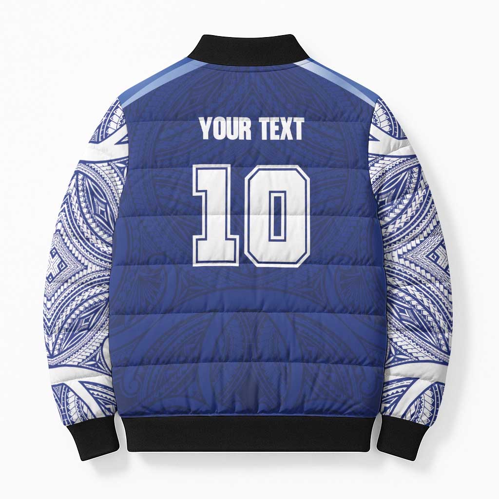 Custom Samoa Rugby Bomber Puffer Jacket Pacific Motifs - Polynesian Pride