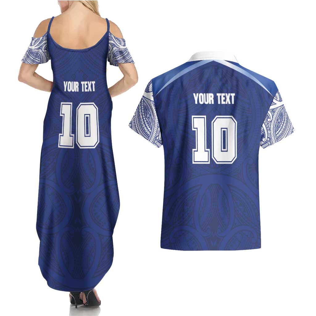 Custom Samoa Rugby Couples Matching Summer Maxi Dress and Hawaiian Shirt Pacific Motifs - Polynesian Pride
