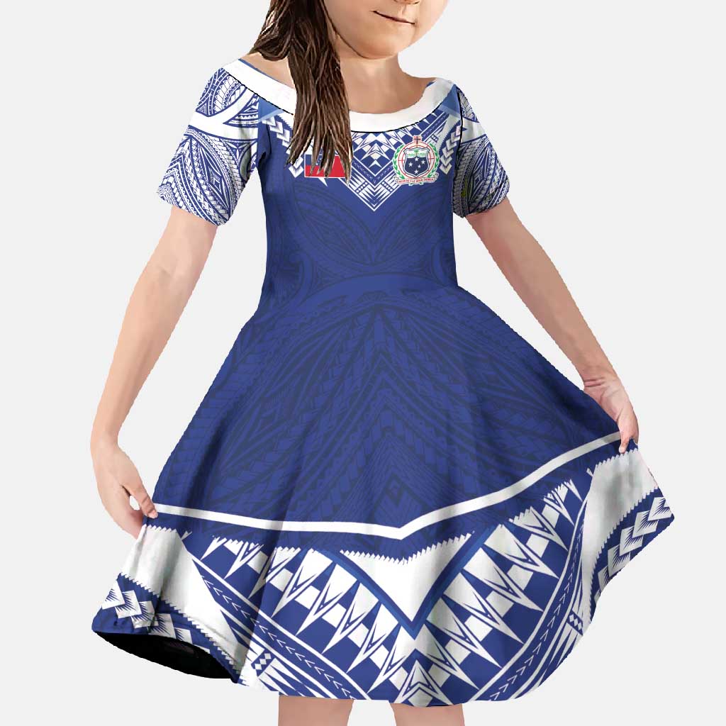 Custom Samoa Rugby Family Matching Long Sleeve Bodycon Dress and Hawaiian Shirt Pacific Motifs - Polynesian Pride