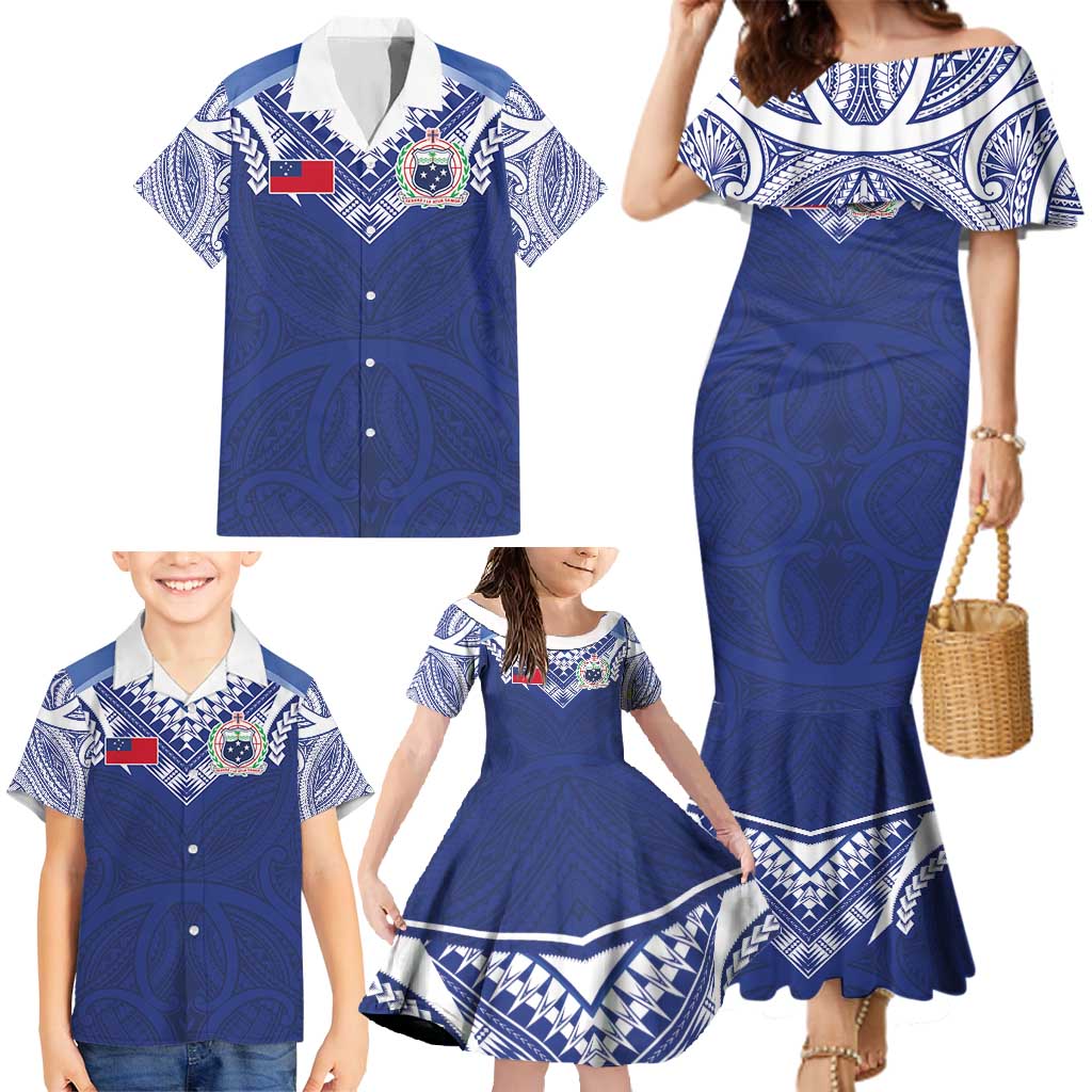 Custom Samoa Rugby Family Matching Mermaid Dress and Hawaiian Shirt Pacific Motifs - Polynesian Pride