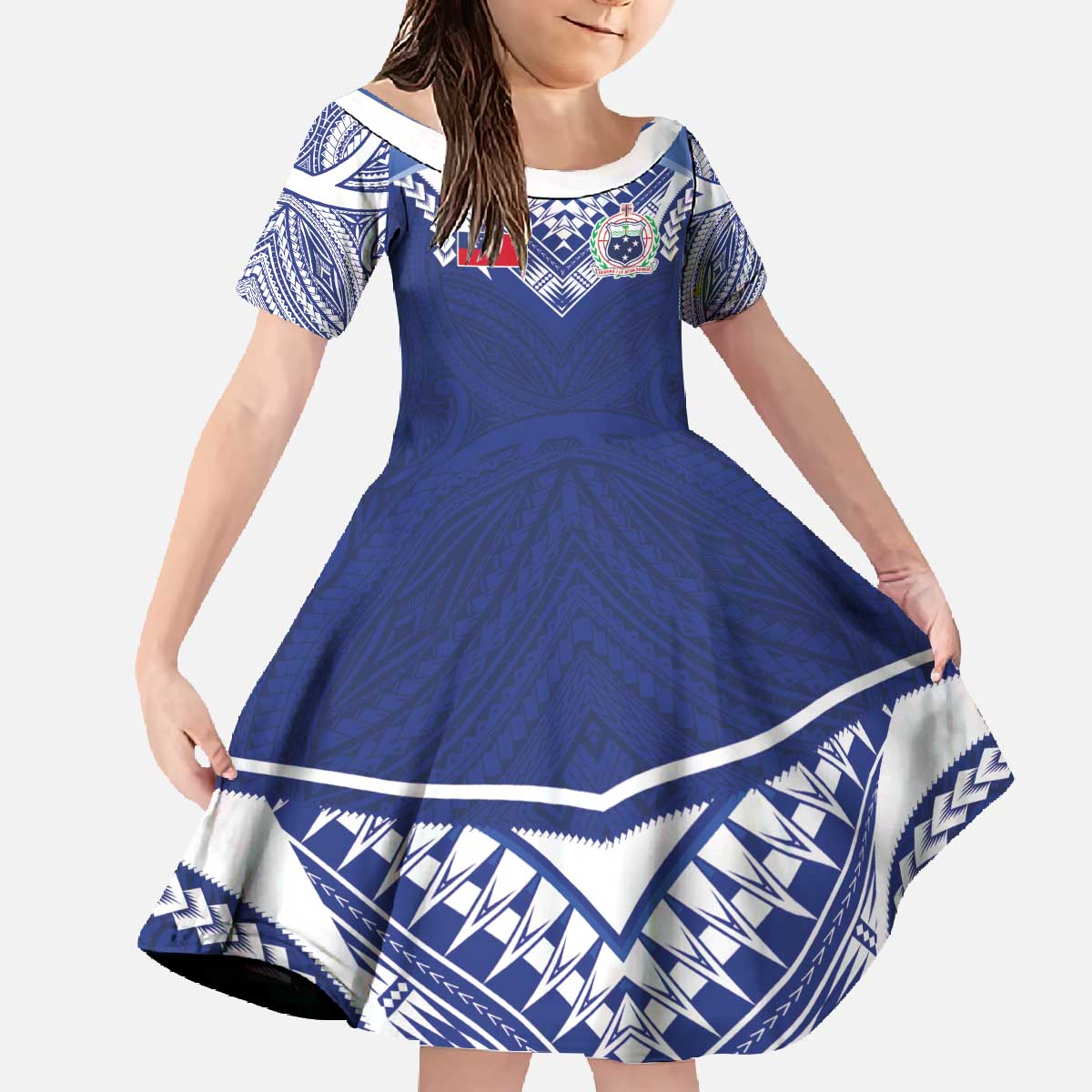 Custom Samoa Rugby Family Matching Off The Shoulder Long Sleeve Dress and Hawaiian Shirt Pacific Motifs - Polynesian Pride