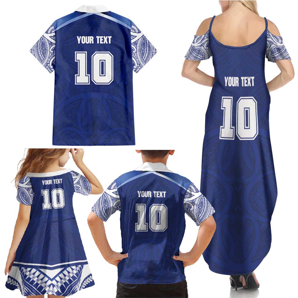 Custom Samoa Rugby Family Matching Summer Maxi Dress and Hawaiian Shirt Pacific Motifs - Polynesian Pride