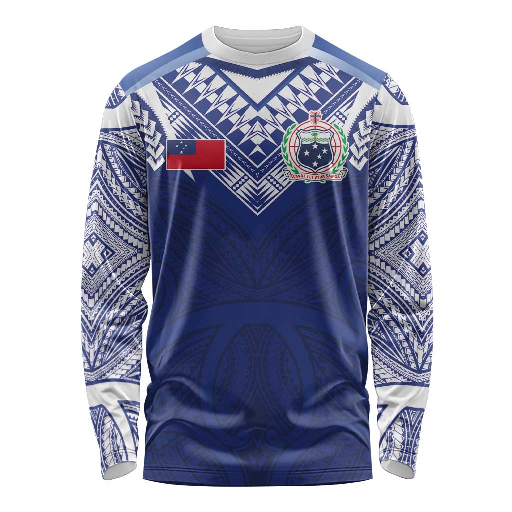 Custom Samoa Rugby Long Sleeve Shirt Pacific Motifs - Polynesian Pride