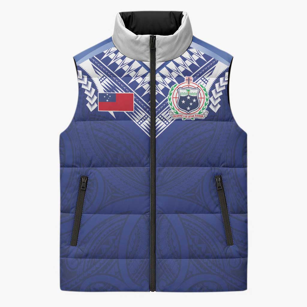 Custom Samoa Rugby Sleeveless Puffer Jacket Pacific Motifs - Polynesian Pride