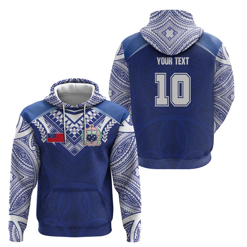 Custom Samoa Rugby Zip Hoodie Pacific Motifs - Polynesian Pride