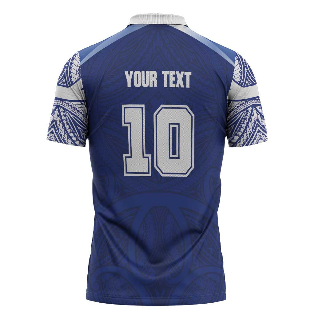 Custom Samoa Rugby Zipper Polo Shirt Pacific Motifs - Polynesian Pride