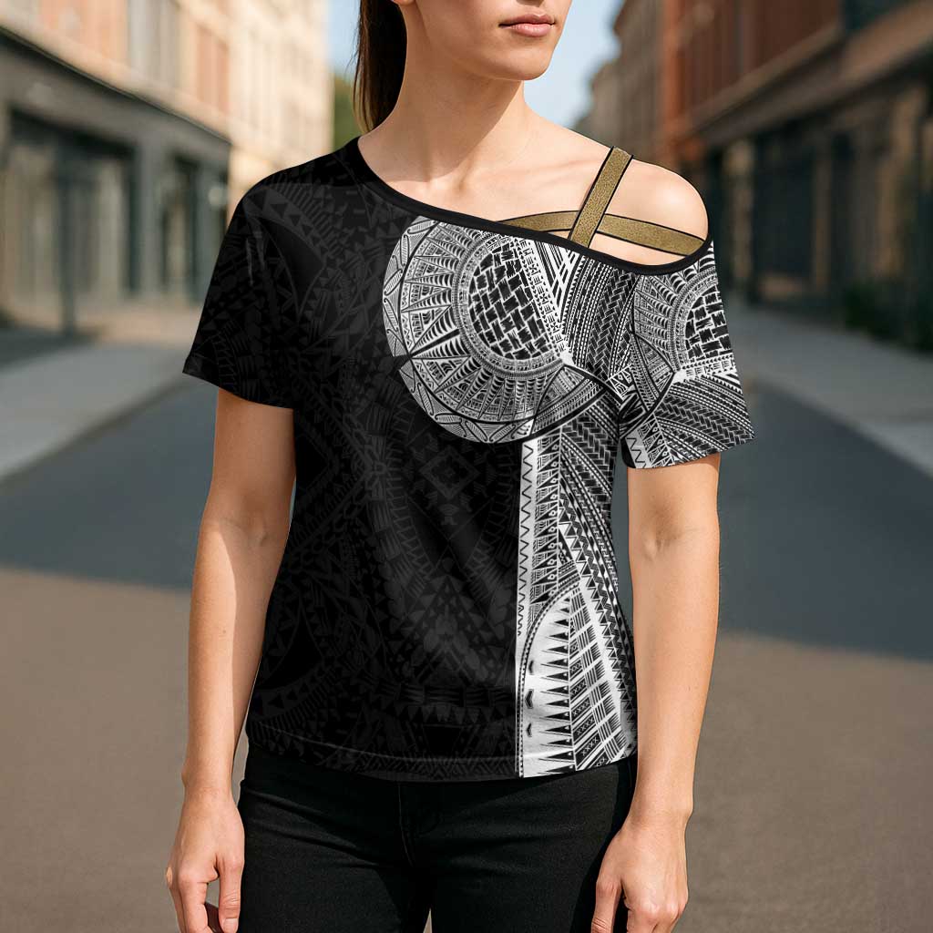 Samoan Tatau Cross Shoulder Shirt Art Tribal Traditional Tattoos - Polynesian Pride
