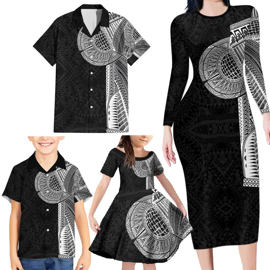 Samoan Tatau Family Matching Long Sleeve Bodycon Dress and Hawaiian Shirt Art Tribal Traditional Tattoos - Polynesian Pride