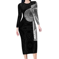 Samoan Tatau Long Sleeve Bodycon Dress Art Tribal Traditional Tattoos - Polynesian Pride