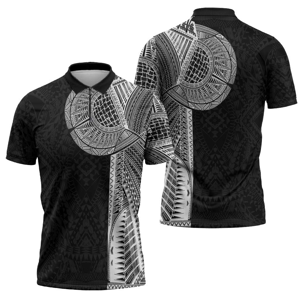 Samoan Tatau Zipper Polo Shirt Art Tribal Traditional Tattoos - Polynesian Pride