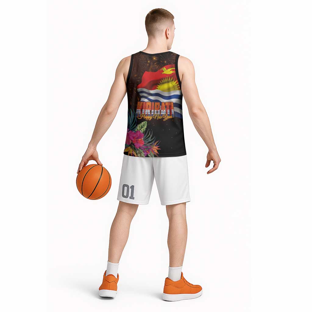 Kiribati Flag and Fireworks Basketball Jersey First Place Welcome the New Year - Polynesian Pride