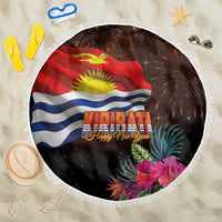 Kiribati Flag and Fireworks Beach Blanket First Place Welcome the New Year - Polynesian Pride