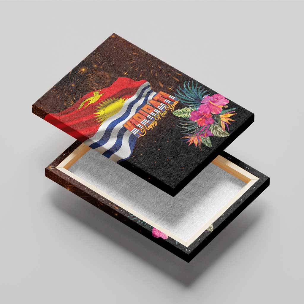 Kiribati Flag and Fireworks Canvas Wall Art First Place Welcome the New Year - Polynesian Pride