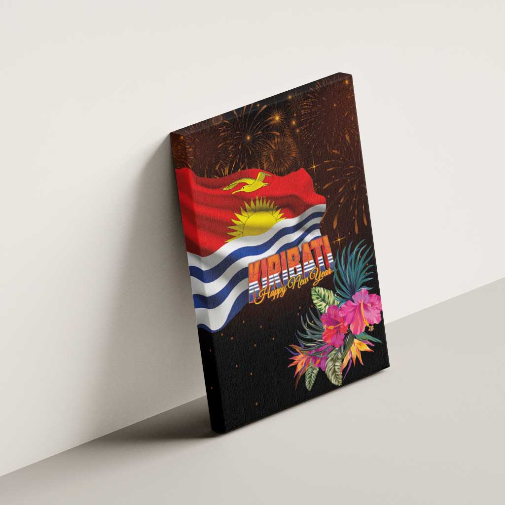 Kiribati Flag and Fireworks Canvas Wall Art First Place Welcome the New Year - Polynesian Pride