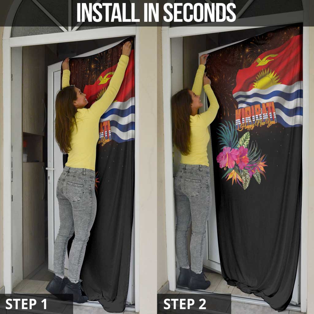 Kiribati Flag and Fireworks Door Cover First Place Welcome the New Year - Polynesian Pride