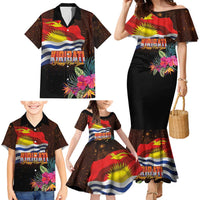 Kiribati Flag and Fireworks Family Matching Mermaid Dress and Hawaiian Shirt First Place Welcome the New Year - Polynesian Pride