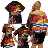 Kiribati Flag and Fireworks Family Matching Off Shoulder Short Dress and Hawaiian Shirt First Place Welcome the New Year - Polynesian Pride