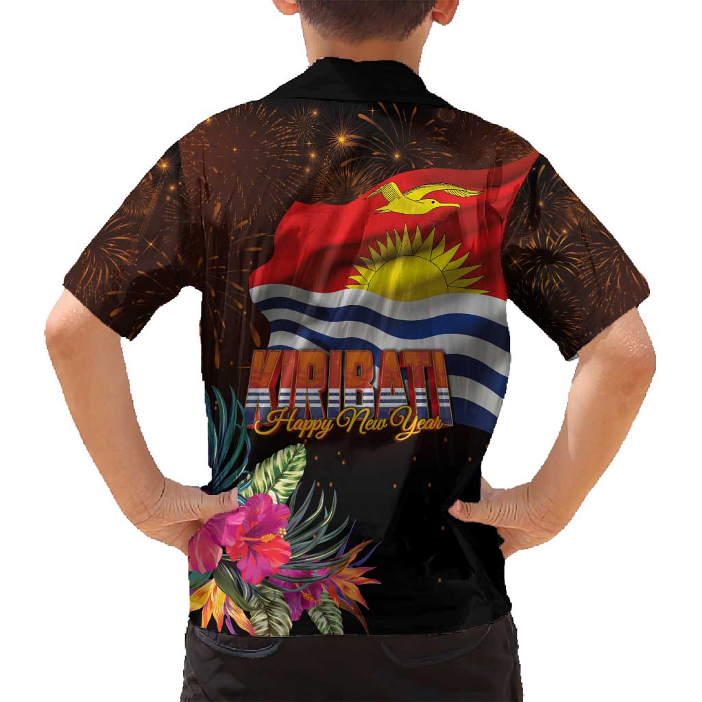 Kiribati Flag and Fireworks Family Matching Tank Maxi Dress and Hawaiian Shirt First Place Welcome the New Year - Polynesian Pride