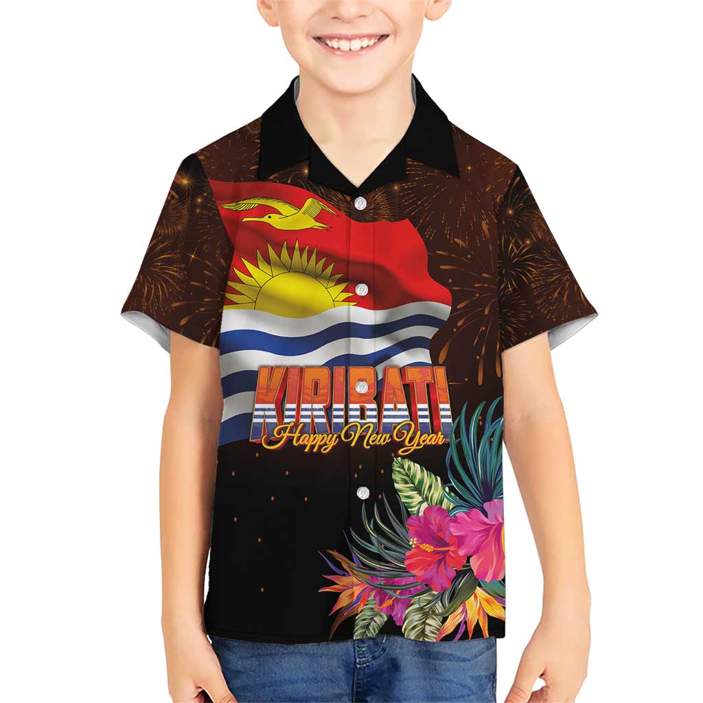 Kiribati Flag and Fireworks Hawaiian Shirt First Place Welcome the New Year - Polynesian Pride