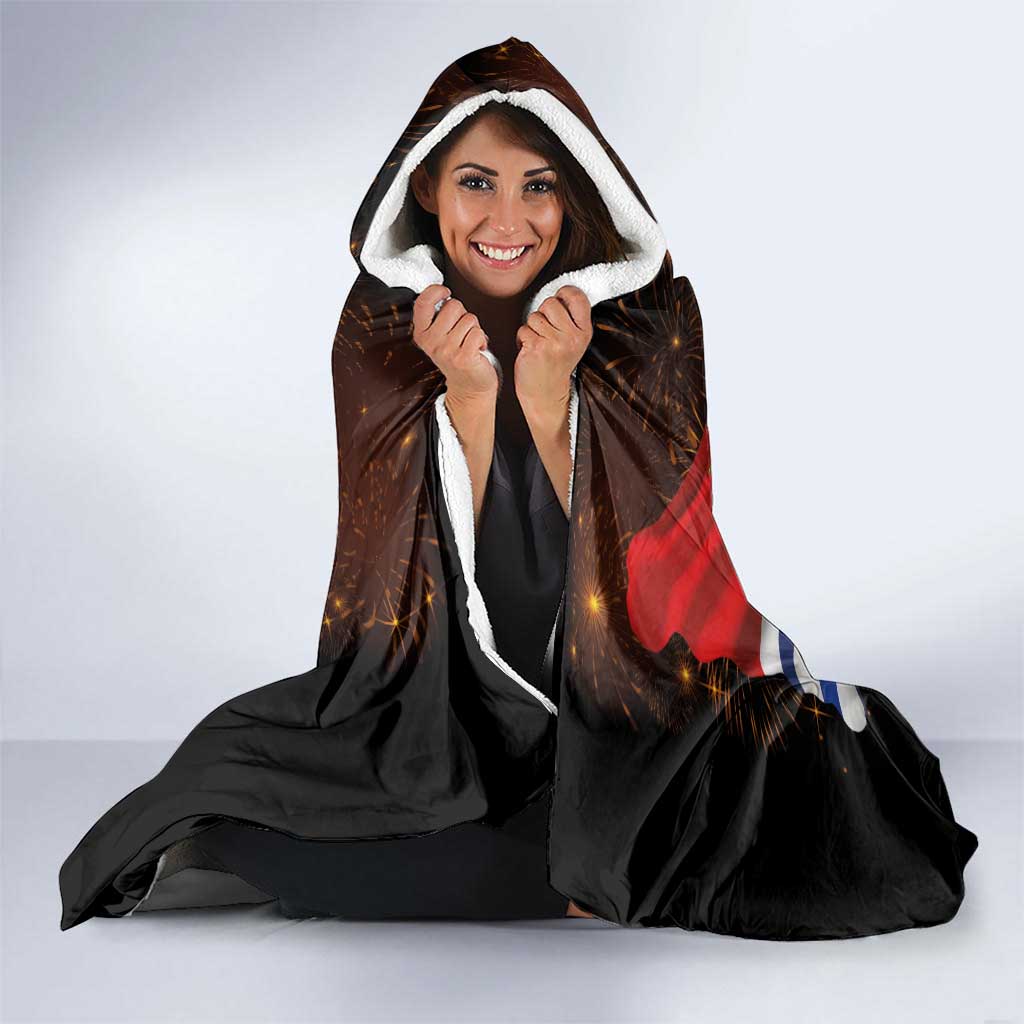 Kiribati Flag and Fireworks Hooded Blanket First Place Welcome the New Year - Polynesian Pride