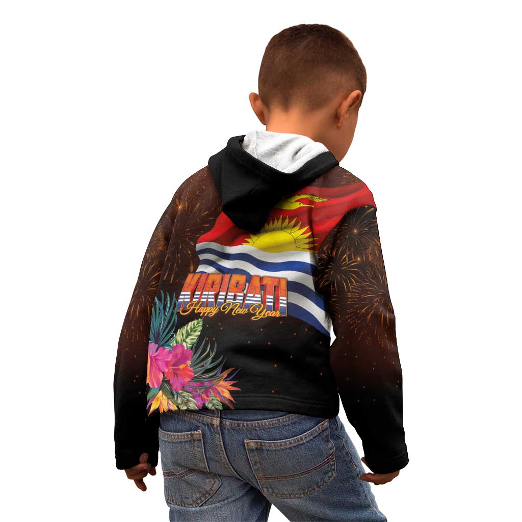 Kiribati Flag and Fireworks Kid Hoodie First Place Welcome the New Year - Polynesian Pride
