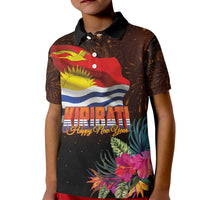 Kiribati Flag and Fireworks Kid Polo Shirt First Place Welcome the New Year - Polynesian Pride