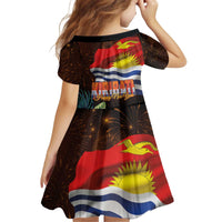 Kiribati Flag and Fireworks Kid Short Sleeve Dress First Place Welcome the New Year - Polynesian Pride