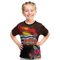 Kiribati Flag and Fireworks Kid T Shirt First Place Welcome the New Year - Polynesian Pride