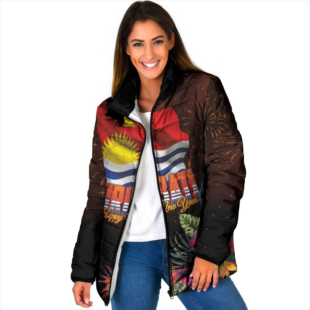 Kiribati Flag and Fireworks Padded Jacket First Place Welcome the New Year - Polynesian Pride