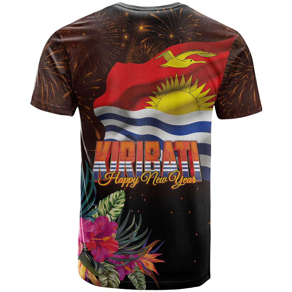 Kiribati Flag and Fireworks T Shirt First Place Welcome the New Year - Polynesian Pride
