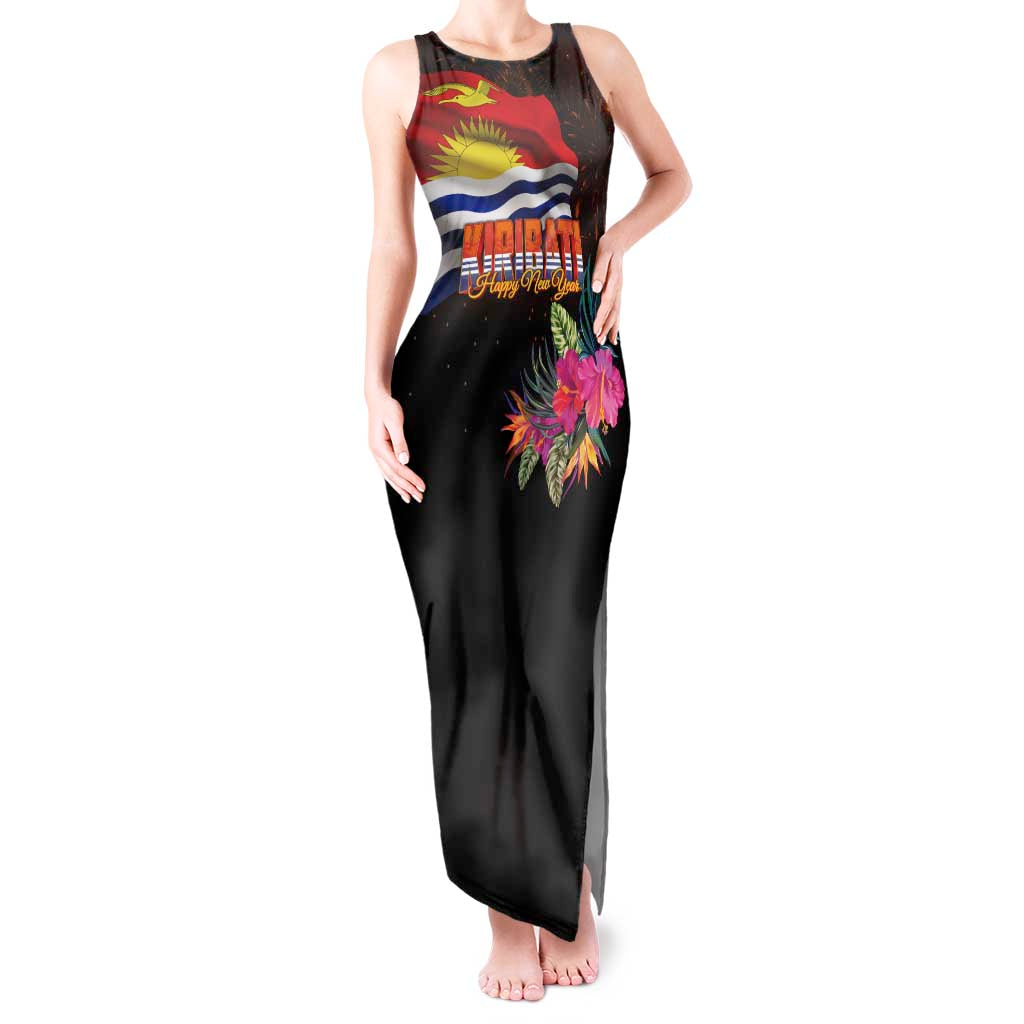 Kiribati Flag and Fireworks Tank Maxi Dress First Place Welcome the New Year - Polynesian Pride