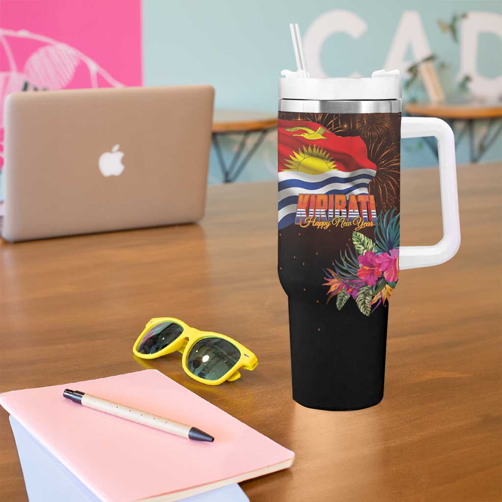 Kiribati Flag and Fireworks Tumbler With Handle First Place Welcome the New Year - Polynesian Pride