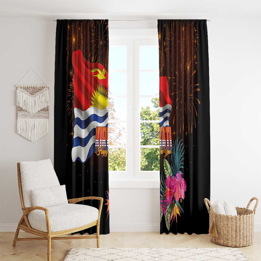 Kiribati Flag and Fireworks Window Curtain First Place Welcome the New Year - Polynesian Pride